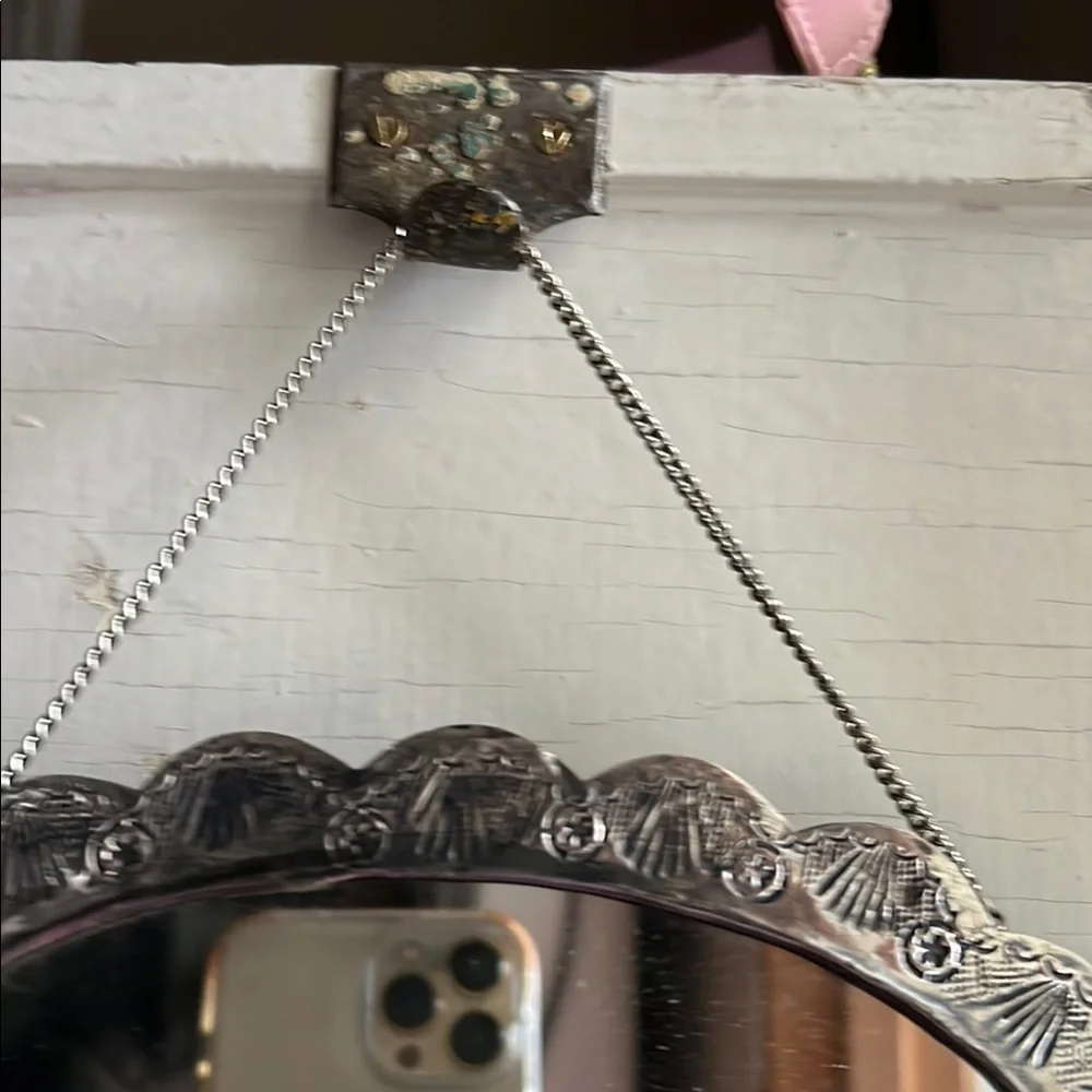 Elegant Silver Oval Wall Mirror